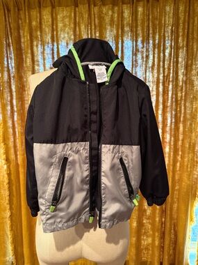 Tommy Bahama Black & Gray Kids Hooded Rain Jacket with Lime Accents